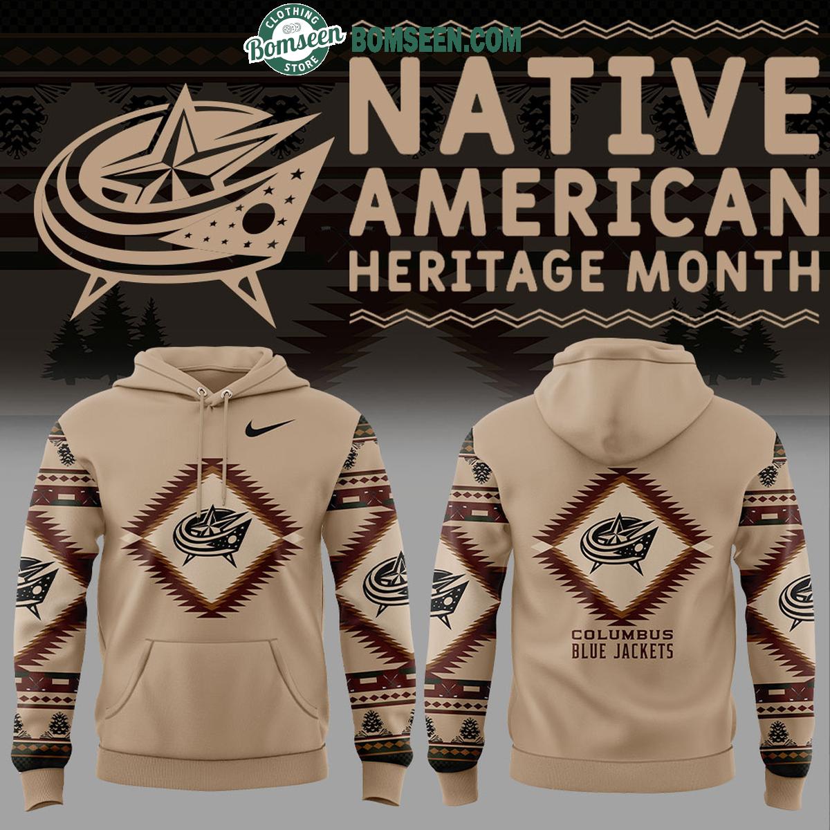 Columbus Blue Jackets Native American Heritage Traditional Colors Hoodie T-Shirt Columbus Blue Jackets Native American Heritage Traditional Colors Hoodie T-Shirt